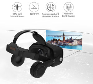 AOGUERBE Casques de Réalité Virtuelle Lunettes 3D VR avec Télécommande Bluetooth