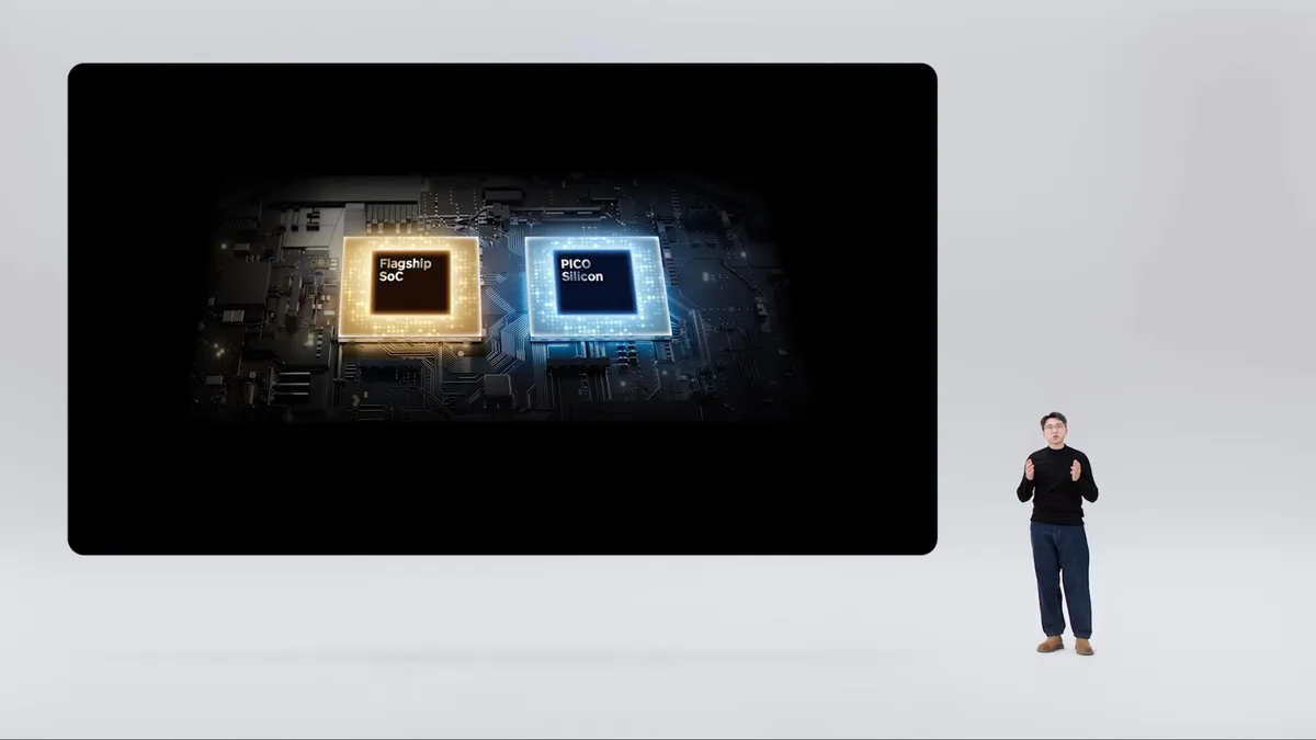 Présentation du Pico Silicon, la puce propriétaire développée en interne par Pico pour le casque Project Swan, comparée à un Flagship SoC standard